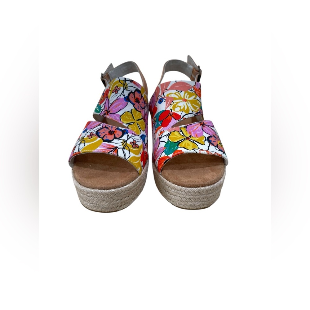 TOMS Claudine Wedge Floral Espadrilles Platform Sandal Wome’s Size 8 - Picture 2 of 10